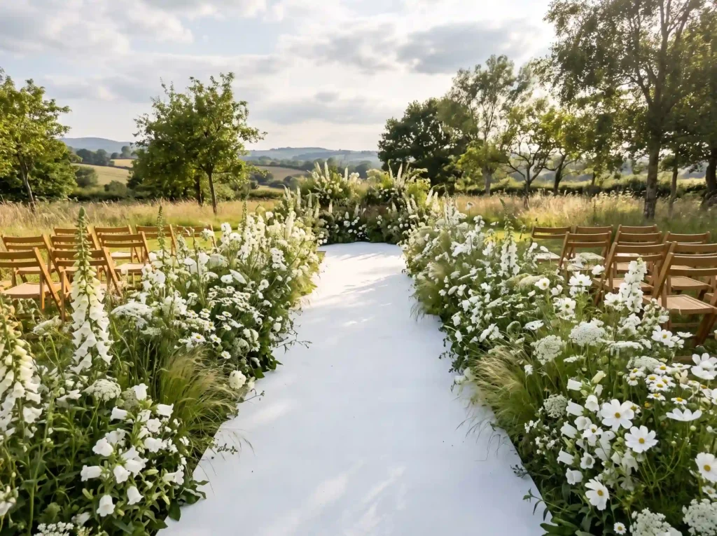 White Garden Meadow Walk Inspiration A ceremony White garden meadow ceremony K