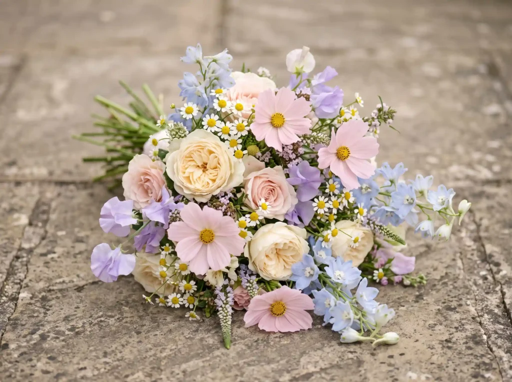 Wildflower Pastel Charm Inspiration Inspired by Wildflower pastel bridal bouquet K
