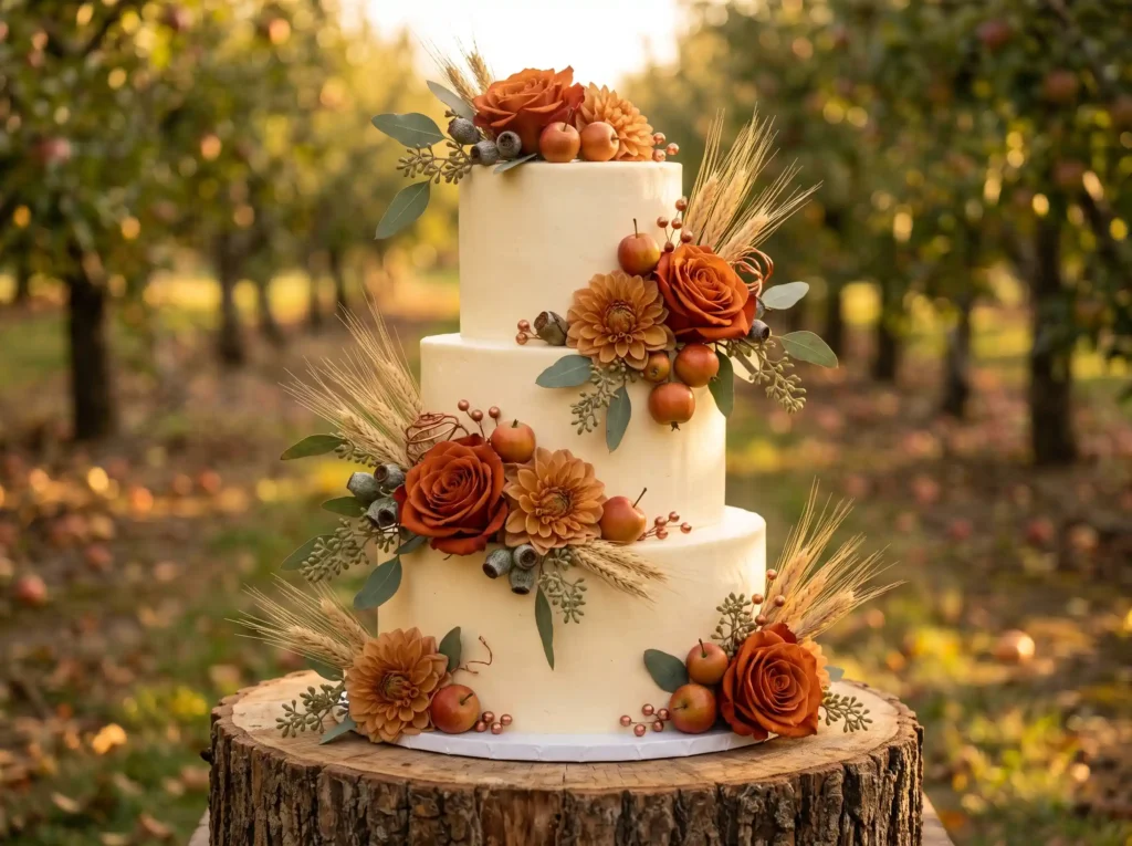Autumn Orchard Layers Inspiration The warmth of Autumn orchard wedding cake K
