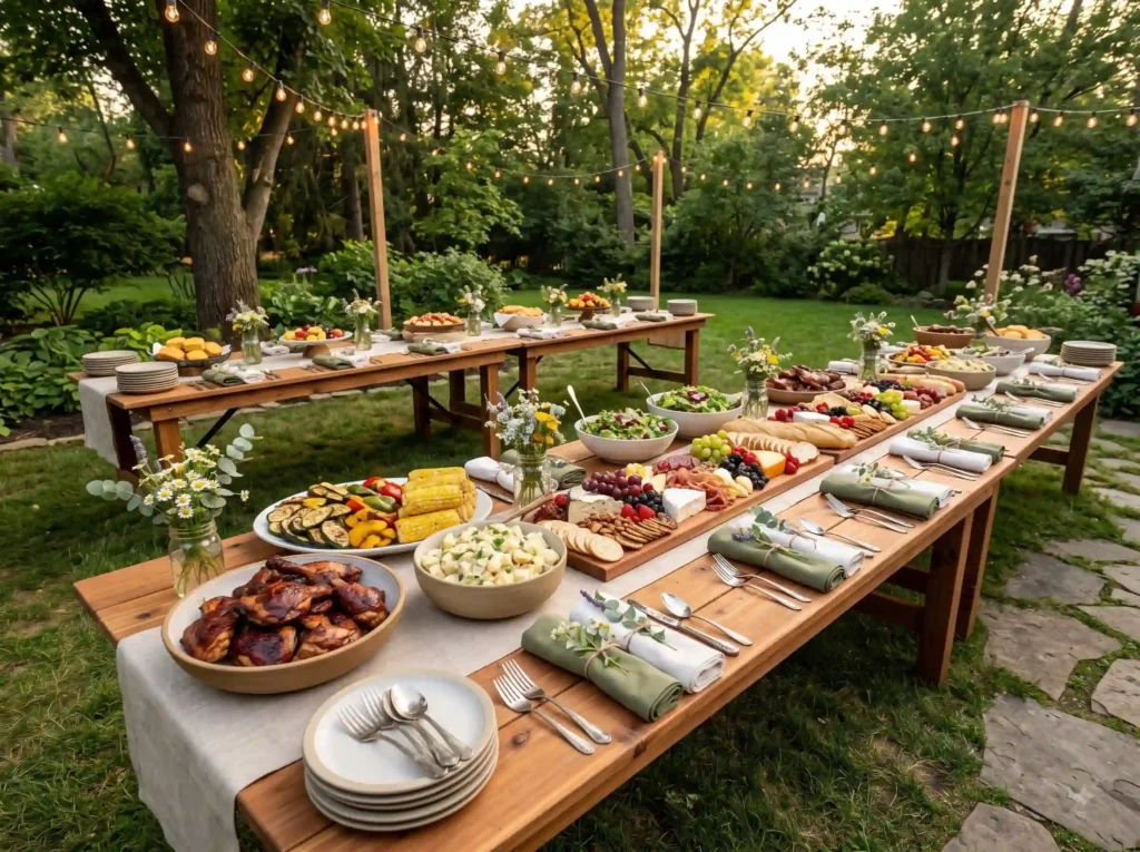 BBQ Picnic Table Feast Inspiration A nostalgic p Picnic table feast communal dining
