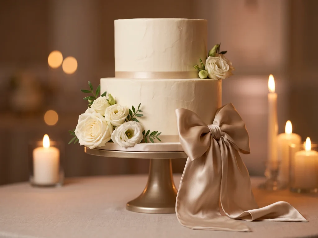 Champagne Silk Elegance Inspiration Drawing from Champagne silk wedding cake K