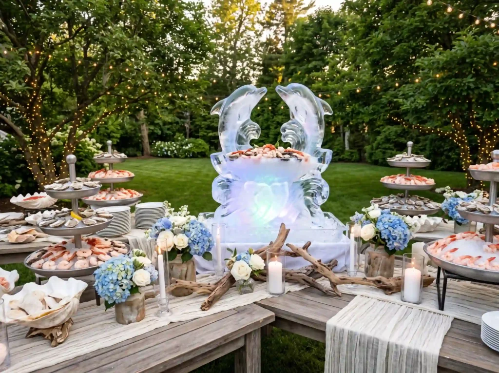 Coastal Seafood Celebration Inspiration A refine Seafood buffet centerpiece outdo… K