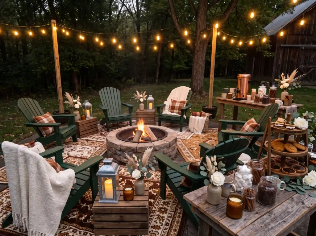 Cozy Bonfire Lounge Reception Inspiration Countr Bonfire lounge reception wedding… K