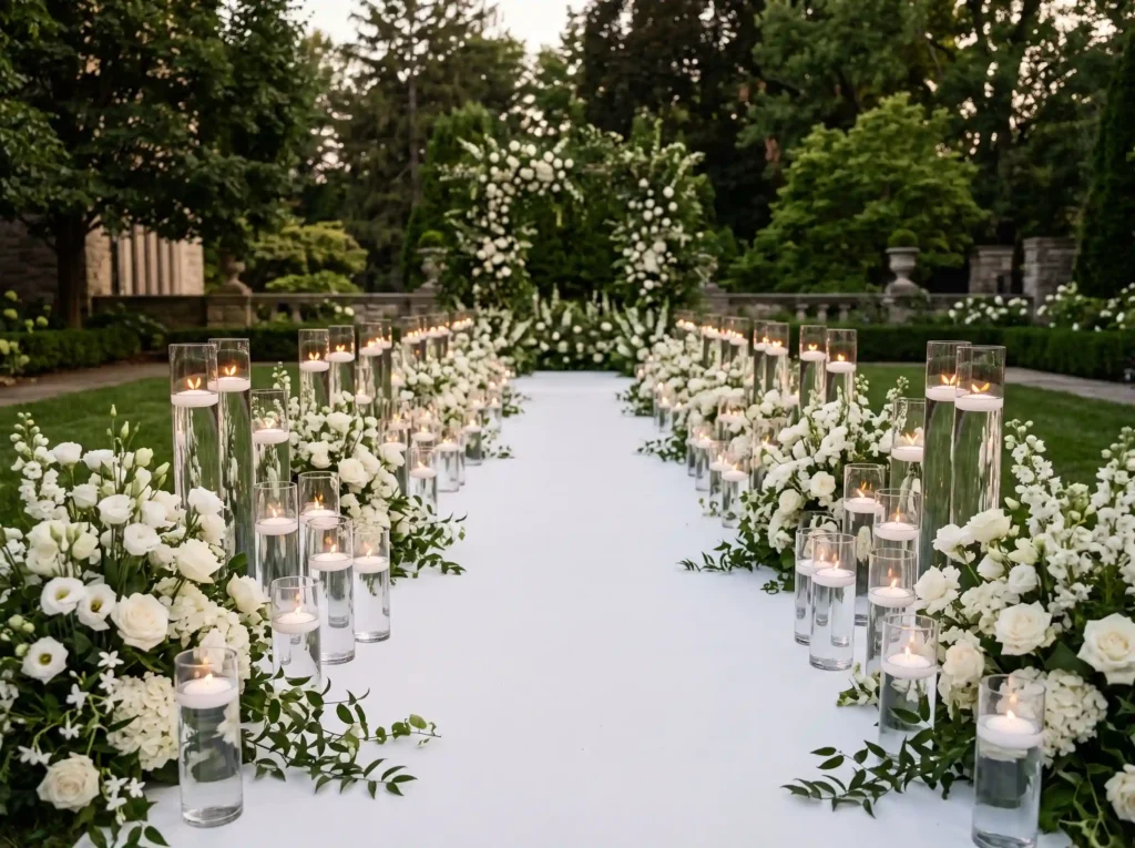 Crystal Candle Garden Path Inspiration Inspired Candle garden path wedding ceremony