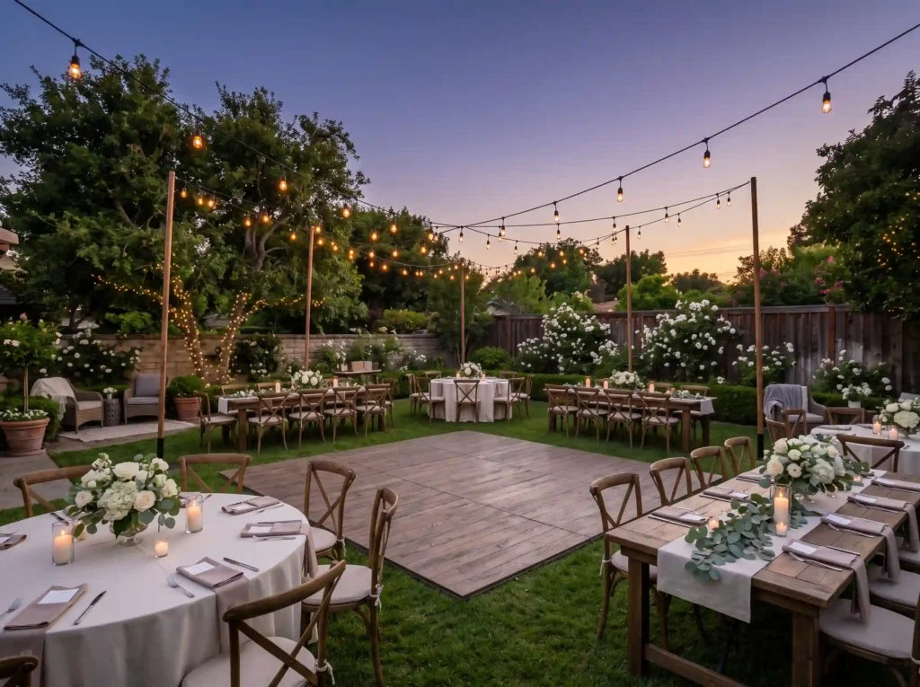 Dancing Under the Stars Inspiration A simple ope Backyard wedding reception dance… K