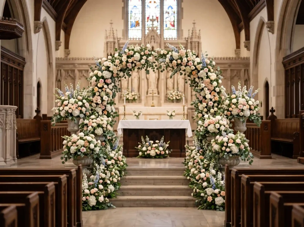 Garden Arch Sanctuary Inspiration The romance of Floral arch in church sanctuary