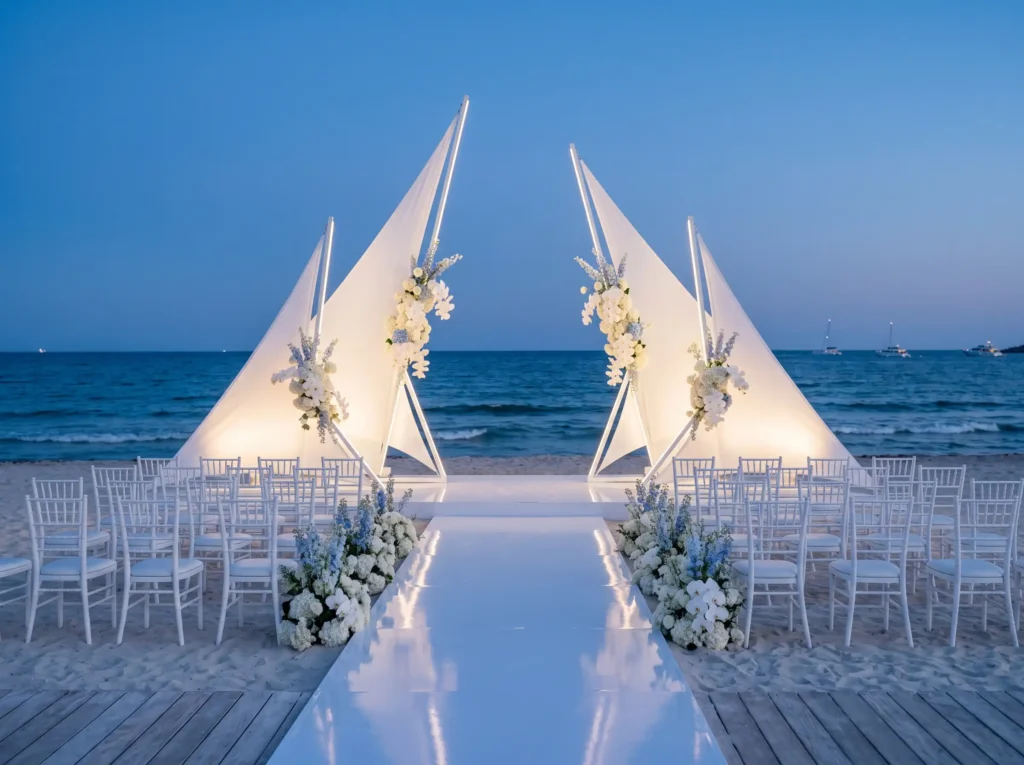 Nautical White Sail Ceremony Inspiration Clean a Nautical white sail ceremony K