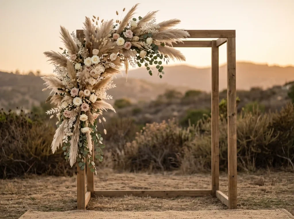 Pampas Garden Blend Inspiration Building on the Wedding arch floral installation… K