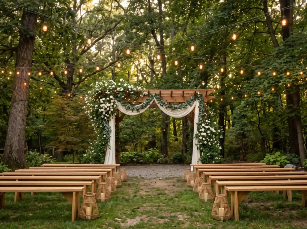 Woodland Pergola Escape Inspiration Inspired by Woodland pergola wedding ceremony K