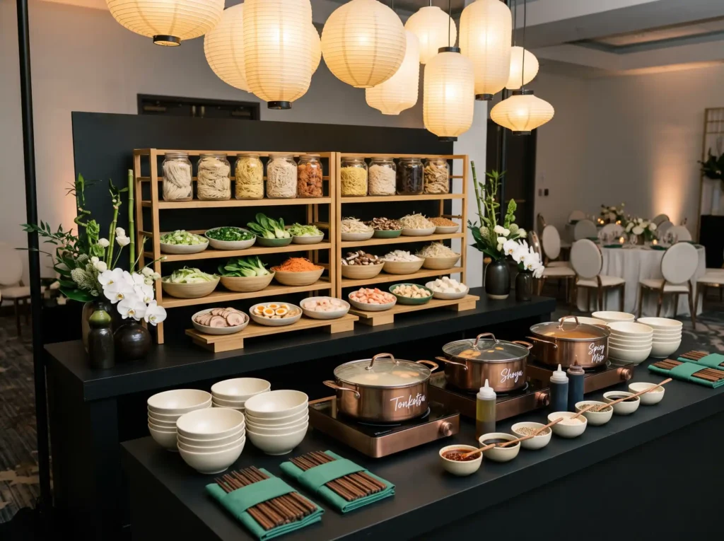 Asian Noodle Bar Inspiration Freshly prepared no Noodle station wedding reception K