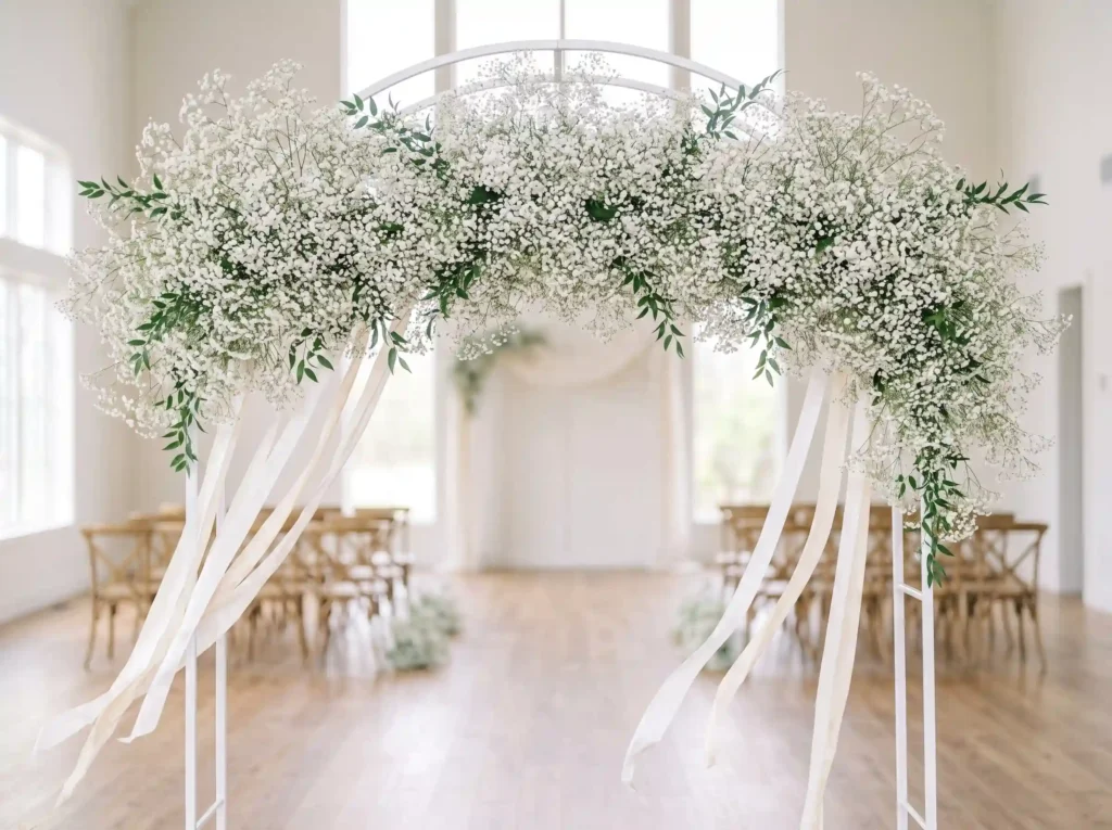 Floating Babys Breath Cloud Inspiration Rather t Baby's breath cloud wedding arch