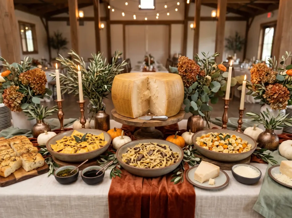 Pumpkin Pasta Harvest Table Inspiration Seasonal Pumpkin pasta harvest table buffet