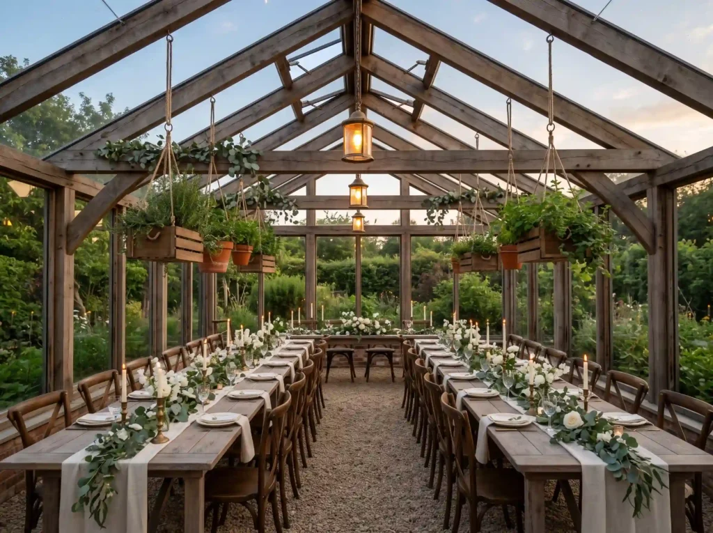 Rustic Greenhouse Reception Inspiration The roma Rustic Greenhouse Reception. Inspiration