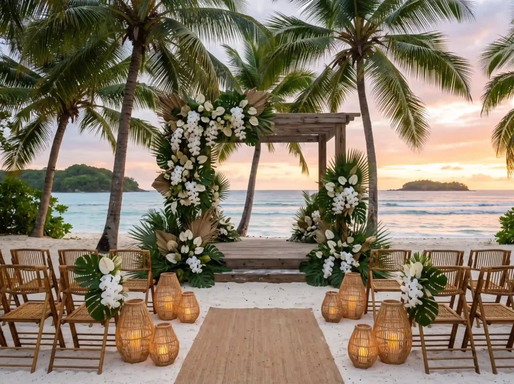 Tropical Palm Paradise Inspiration Lush island l Tropical palm paradise wedding c…