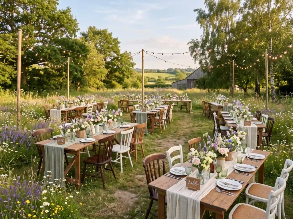 Wildflower Meadow Celebration Inspiration A care Wildflower meadow reception cele… K