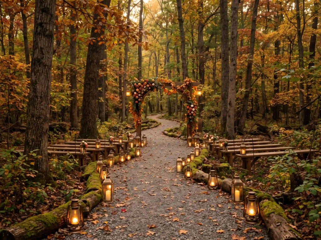 Woodland Lantern Path Inspiration A magical wood Woodland lantern path ceremony K
