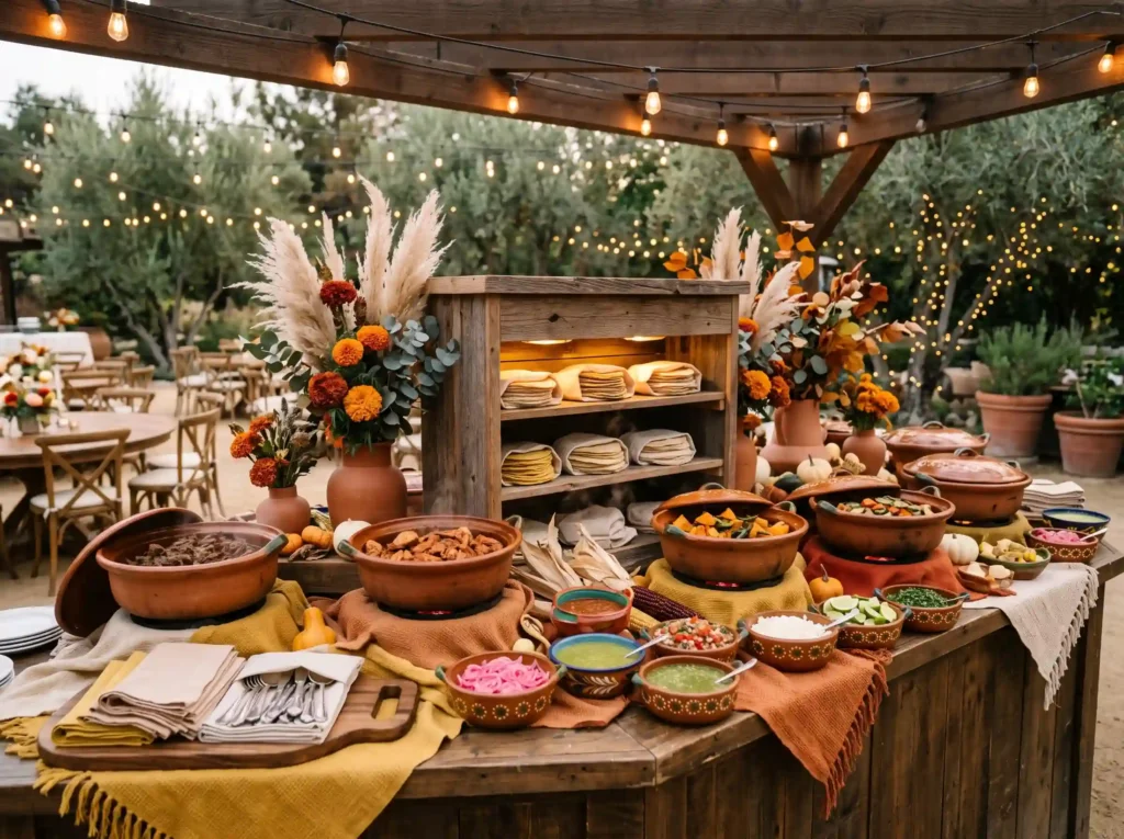 Autumn Taco Fiesta Inspiration Vibrant harvest c Taco buffet harvest styling K