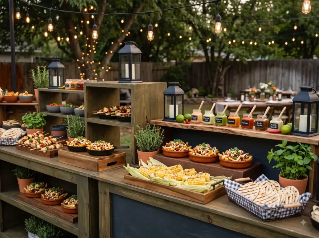 Grilled Street Food Corner Inspiration Internati Street food wedding buffet display