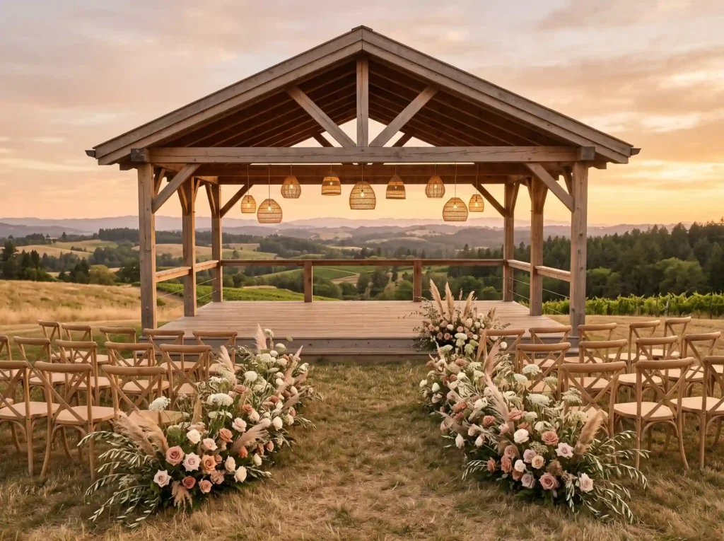 Hillside Sunset Pavilion Inspiration Gentle coun Hillside pavilion overlooking su… K