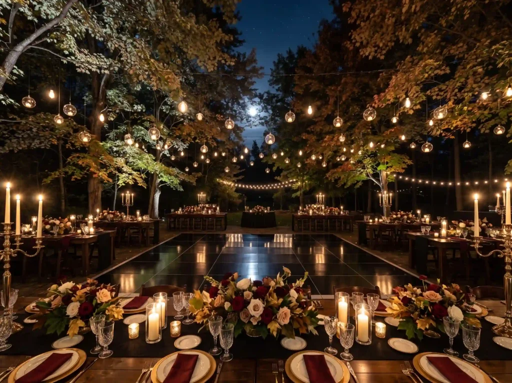 Moonlit Maple Affair Inspiration This design cel Maple affair moonlit reception d…