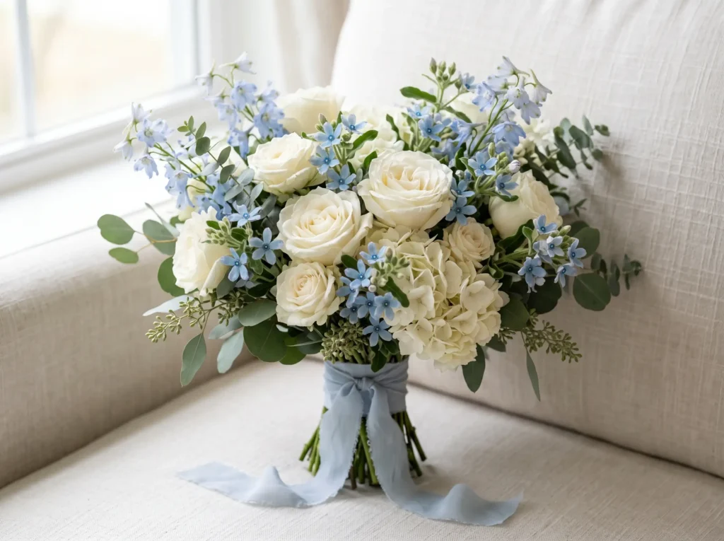 Blue Mist Elegance Inspiration Soft blue accents Blue Mist Elegance bouquet K