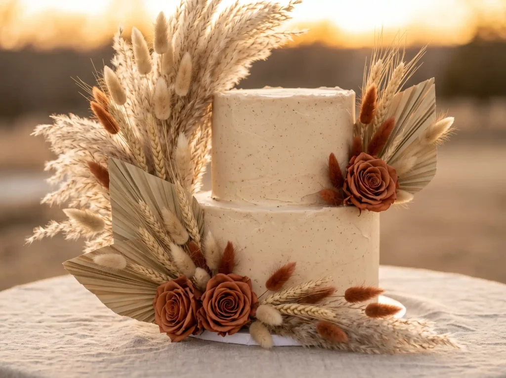 Cinnamon Meadow Inspiration Wild grasses and dri Oat buttercream cake dried botan…