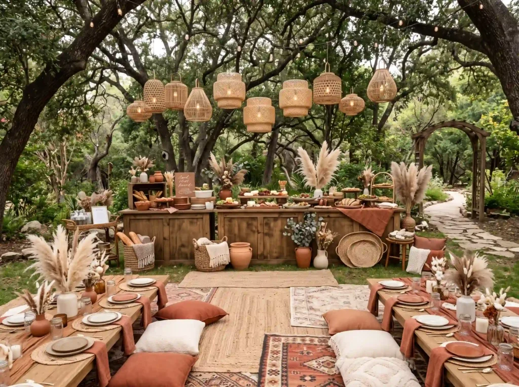 Boho Picnic Feast Inspiration Casual luxury des Boho picnic feast buffet K