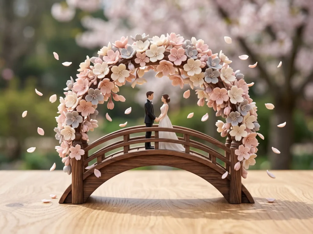 Cherry Blossom Bridge Inspiration Two hearts me Cherry Blossom Bridge wedding to…