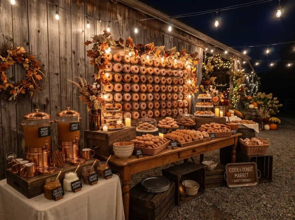 Cider Donut Dessert Market Inspiration A nostal Cider donut dessert wedding market