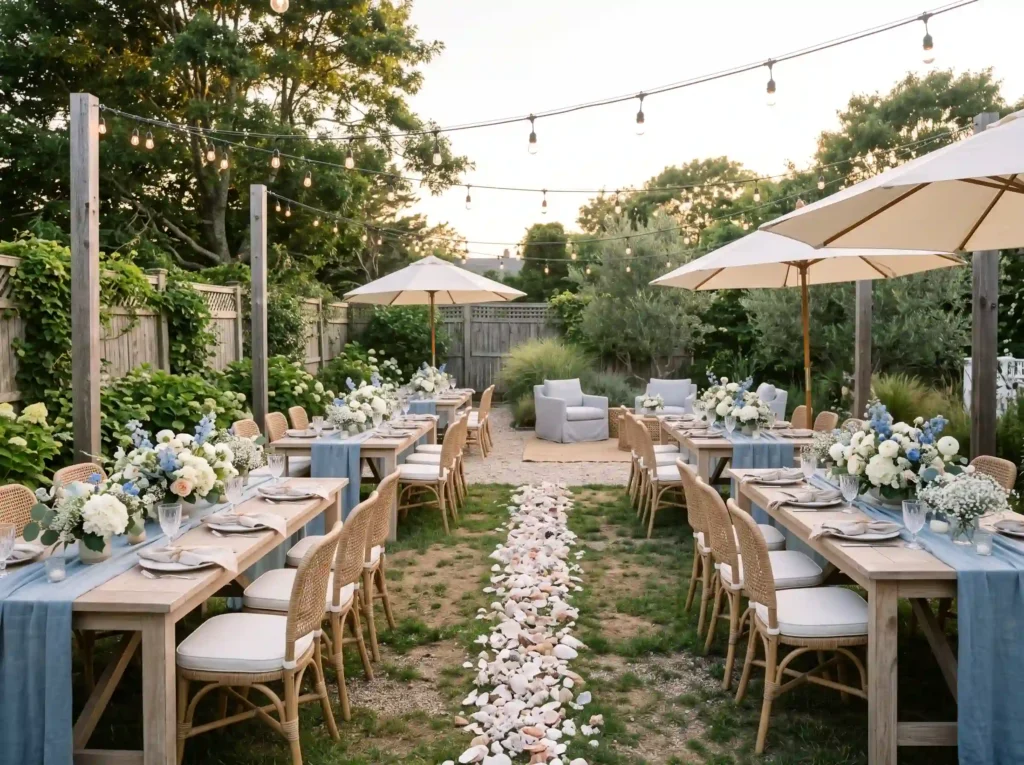 Coastal Backyard Escape Inspiration Relaxed sea Backyard reception with coastal …