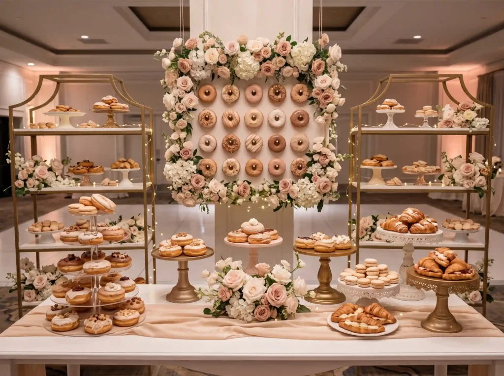 Donut Pastry Boutique Inspiration Boutique bake Wedding pastry bar donut wall
