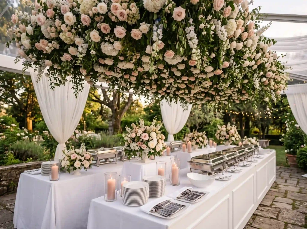 Garden Floral Pasta Pavilion Inspiration A luxu Floral pasta pavilion dining sta…
