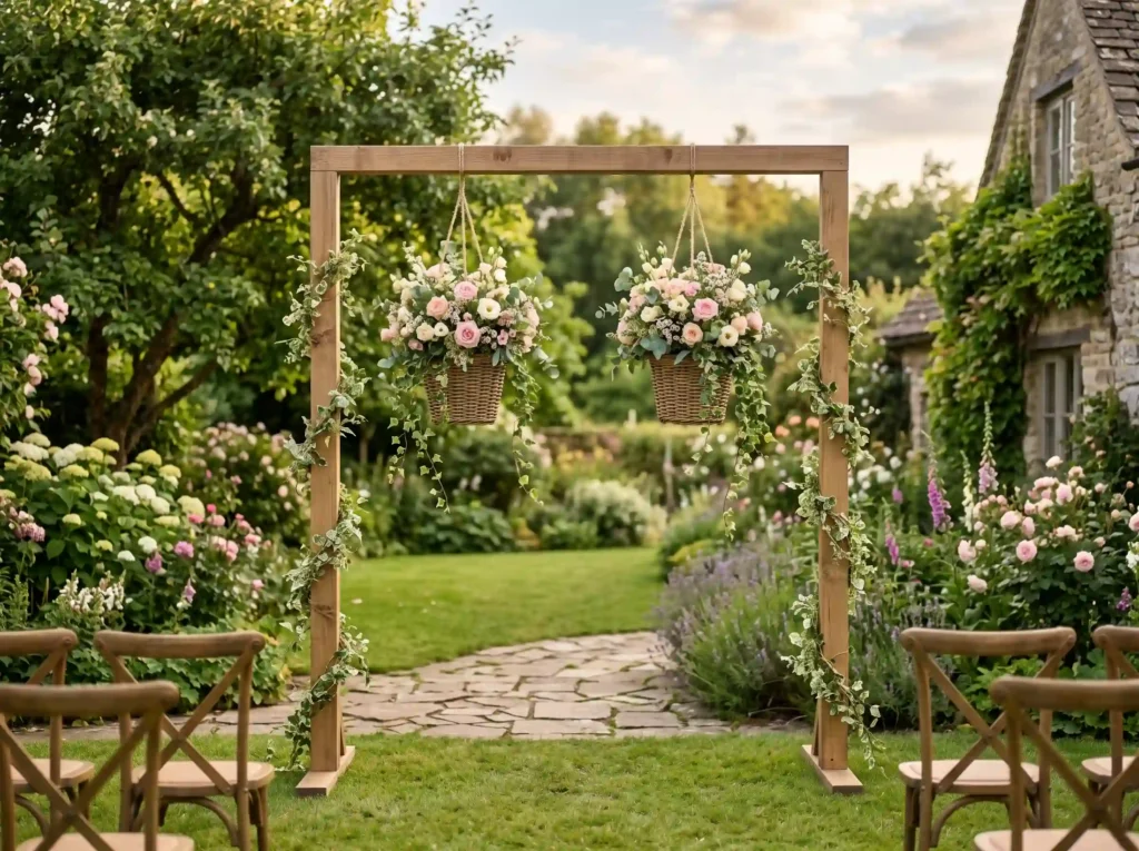 Hanging Floral Basket Arch Inspiration Rather t Hanging floral basket arch K