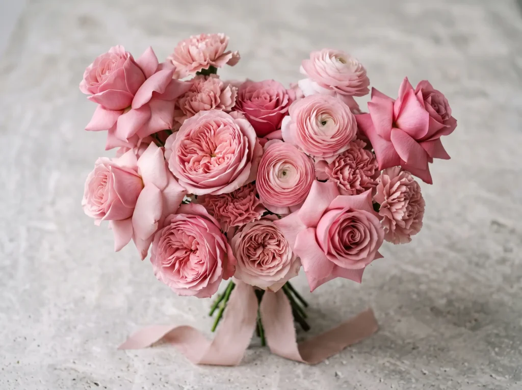 Modern Monochrome Pink Inspiration A minimalist Monochromatic pink floral arrang… K