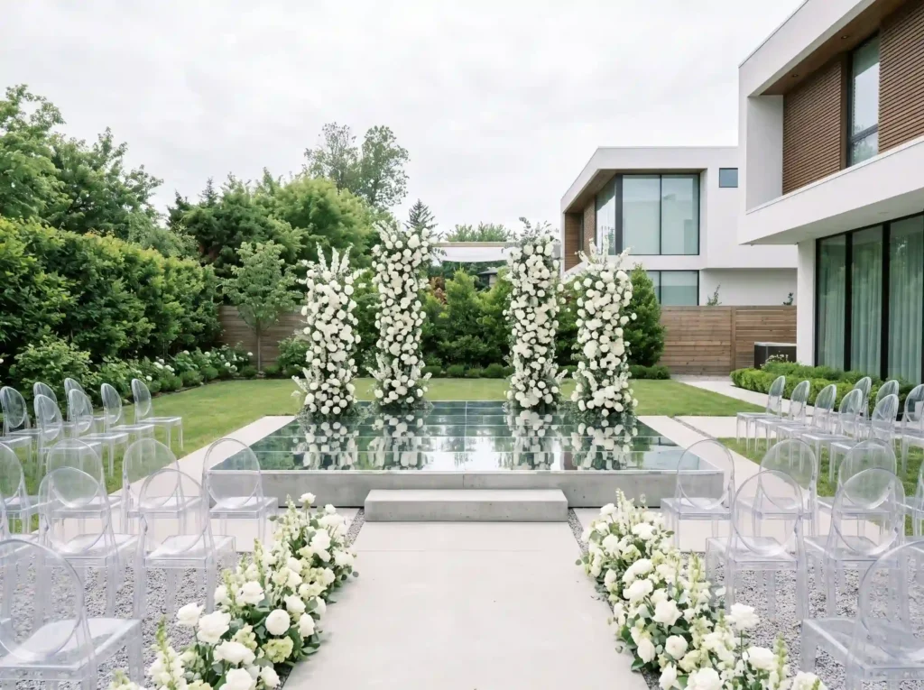Modern White Garden Minimalism Inspiration Clea White garden minimalism ceremony K