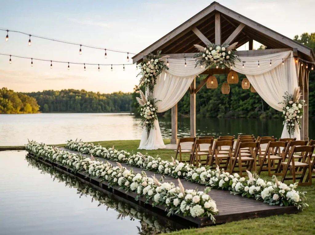 Rustic Lakeside Pavilion Inspiration A peaceful Lakeside pavilion ceremony refle… K