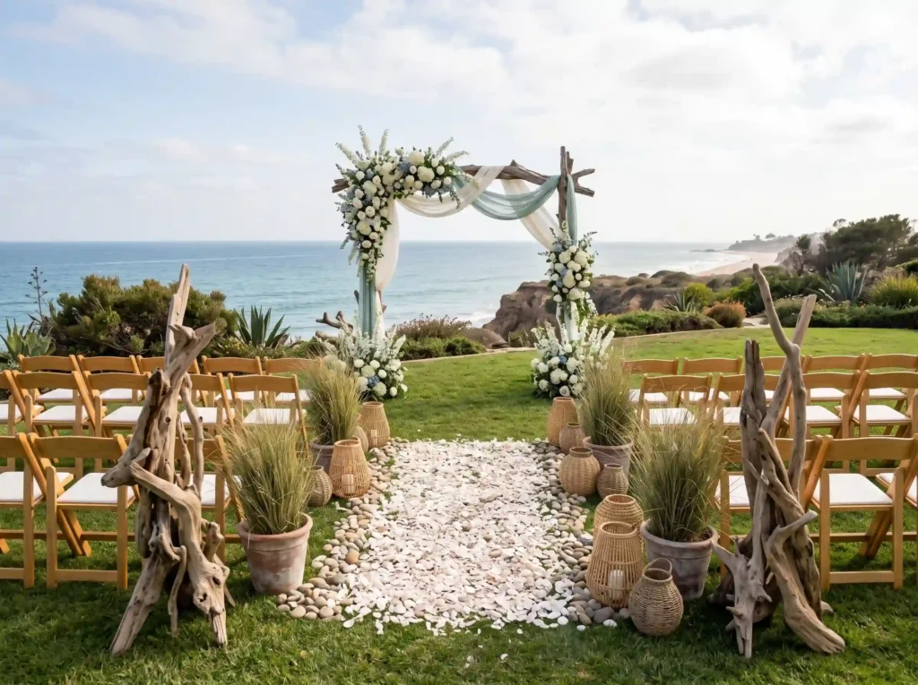Coastal Breeze Vows Inspiration The effortless Coastal wedding ceremony driftwo… K