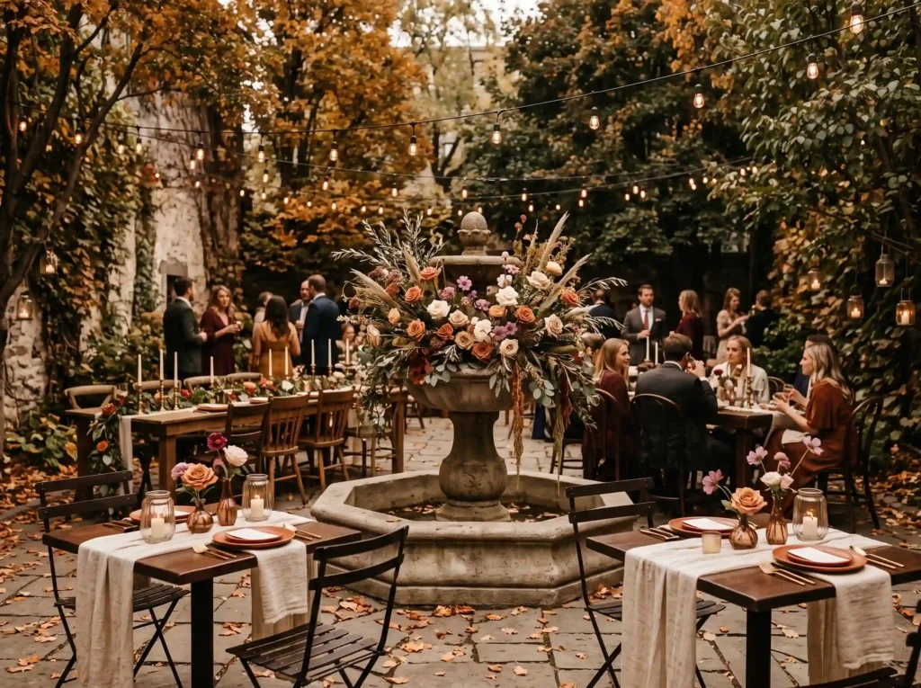 Autumn Courtyard Charm Inspiration A European i Courtyard reception backyard set… K