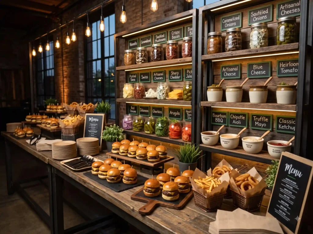 Burger Slider Bar Inspiration Gourmet comfort f Burger and slider bar buffet