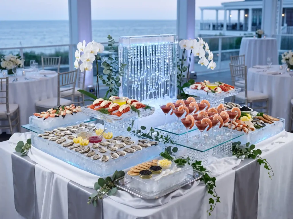 Crystal Seafood Terrace Inspiration Elegant coa Seafood station with crystal wat…