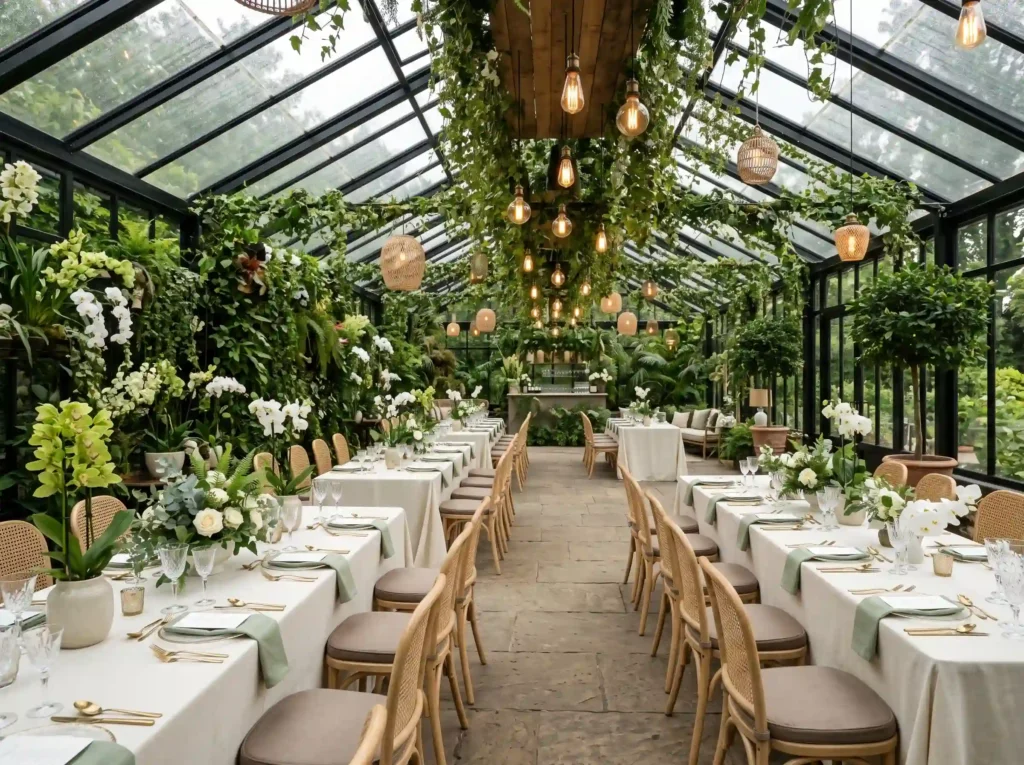 Greenhouse Garden Reception Inspiration Botanic Greenhouse reception with lush g…