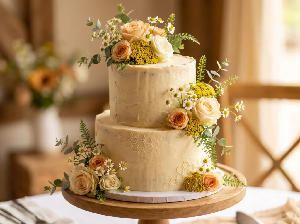 Honey Meadow Buttercream Inspiration A fresh in Rustic buttercream wedding cake K