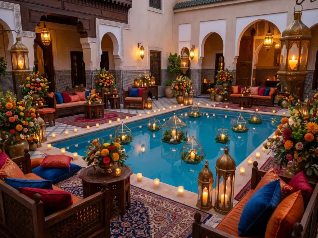 Moroccan Evening Courtyard Inspiration Rich jew Moroccan courtyard reception flo… K