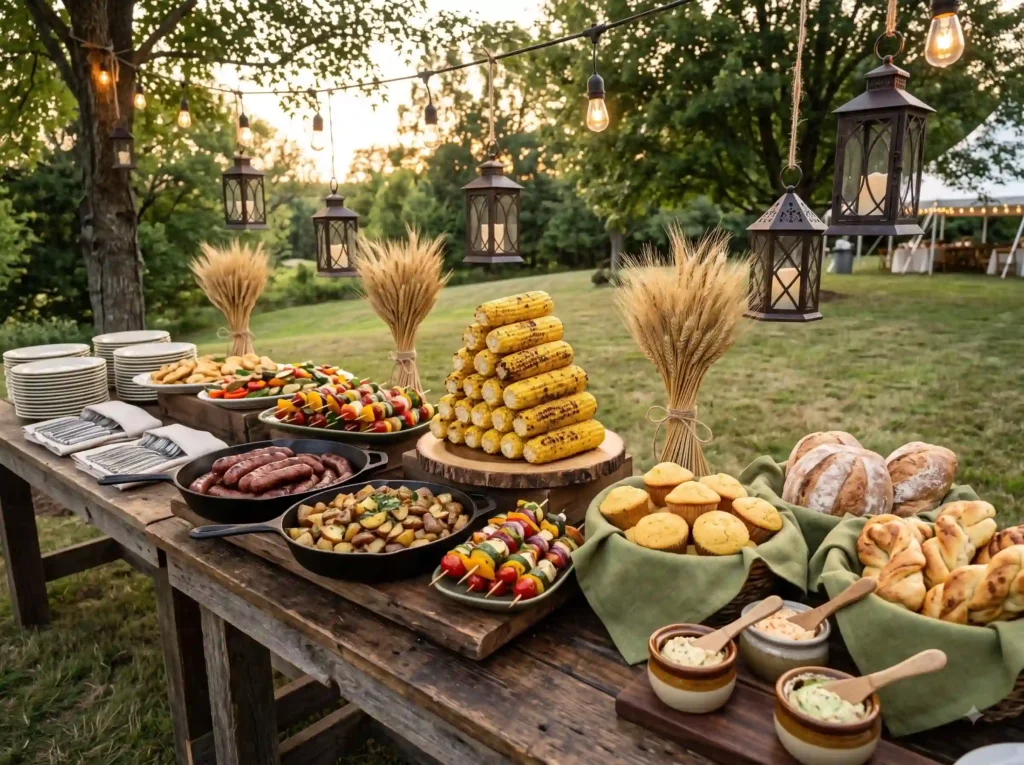 Rustic Corn Grill Buffet Inspiration Farm harve Rustic Corn Grill Buffet centerp…
