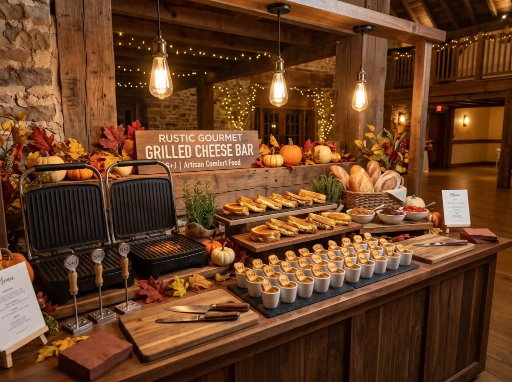 Rustic Gourmet Grilled Cheese Bar Inspiration C Grilled cheese station artisan s…