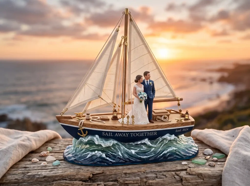 Sail Away Together Inspiration A love story ins Sailboat wedding cake topper K
