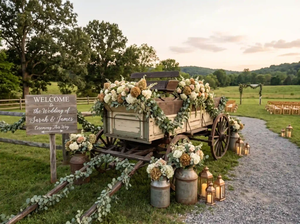Vintage Wagon Welcome Inspiration Classic farm Vintage wagon welcome installation K