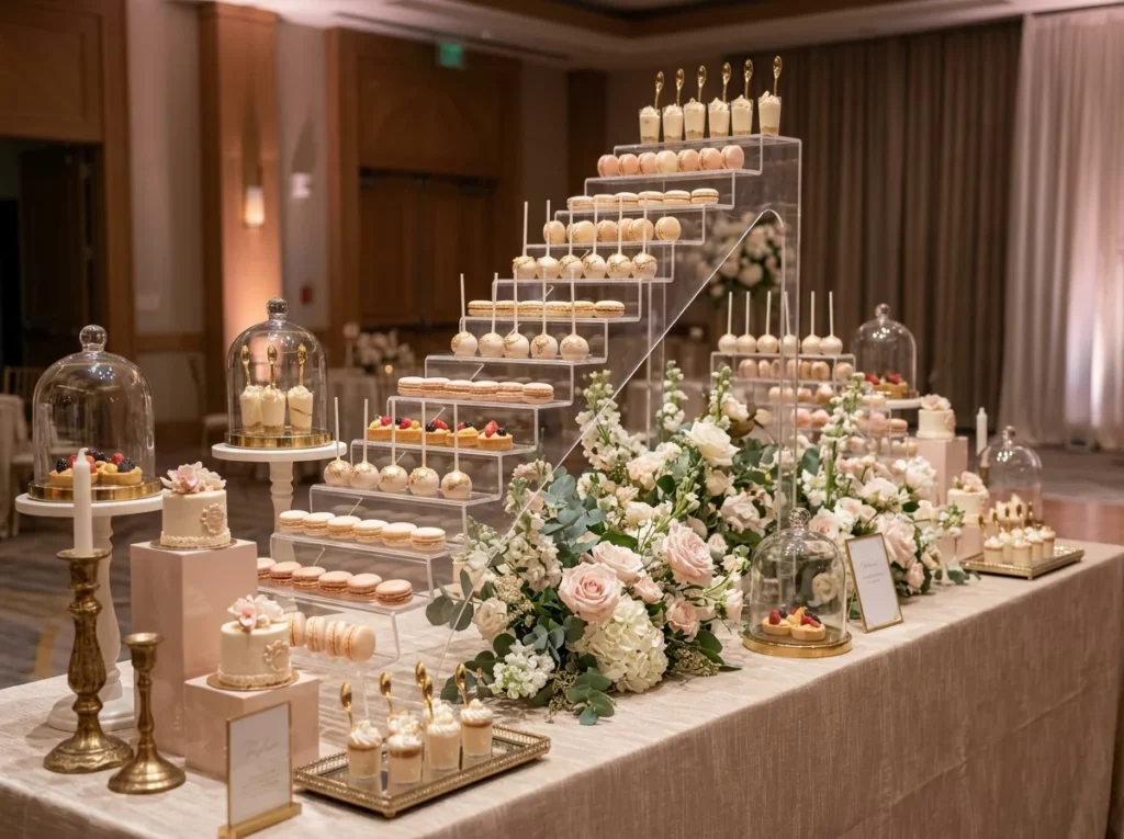 Dessert buffet with acrylic stai…