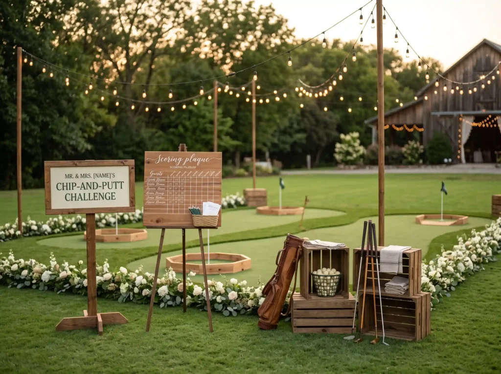 Chip and Putt Challenge Inspiration A relaxed g Chip and putt station wedding ac… K