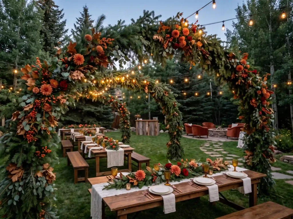 Evergreen Autumn Retreat Inspiration Blending e Evergreen autumn reception design K
